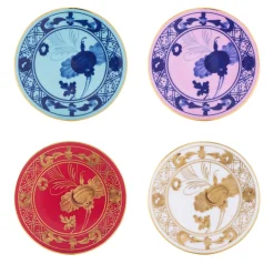 Oriente Italiano Iris, Azalea, Rubrum, Aurum Set Of 4 Coasters