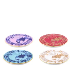Oriente Italiano Iris, Azalea, Rubrum, Aurum Set Of 4 Coasters