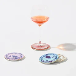 Oriente Italiano Iris, Azalea, Rubrum, Aurum Set Of 4 Coasters