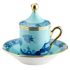 Oriente Italiano Iris Set of 2 Espresso Cups and Saucers