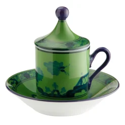 Oriente Italiano Malachite Set of 2 Espresso Cups and Saucers