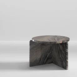 Origin Round Arabescato Orobico Marble Side Table by Artefatto Design Studio