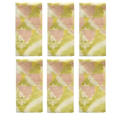 Ornamental Crush Set of 6 Pistachio & Pink Napkins
