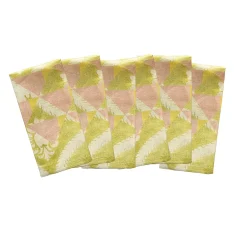 Ornamental Crush Set of 6 Pistachio & Pink Napkins