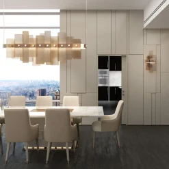 Oscar Contemporary Bronze Glass Chandelier