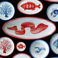 Osteria Large Red Oval Tray 55x24cm