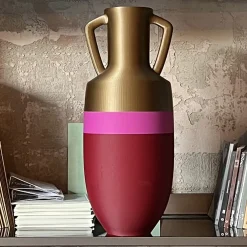 Ottaviano XL Burgundy Fucsia And Bronze Amphora