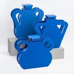 OTTO Majorelle Blue Limited Edition Leather Round Handle Vase with Lid