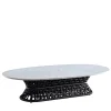 Outdoor Black Oval Cocktail Table With Stone Top