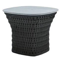 Outdoor Black Side Table With Stone Top