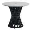 Outdoor Black Side Table With Stone Top