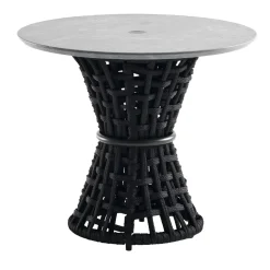 Outdoor Black Side Table With Stone Top