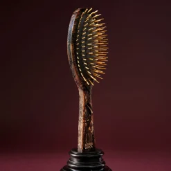 Oval Chocolate Carrara Acetate Golden-Spike Hairbrush