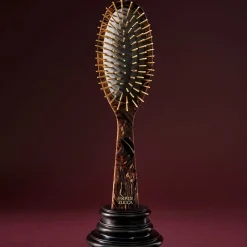 Oval Chocolate Carrara Acetate Golden-Spike Hairbrush