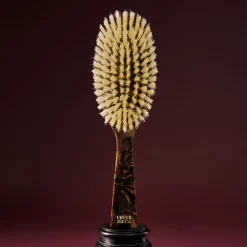 Oval Chocolate Carrara Acetate White-Bristle Hairbrush