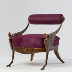 Over purple leather armchair