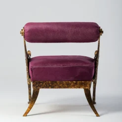 Over purple leather armchair