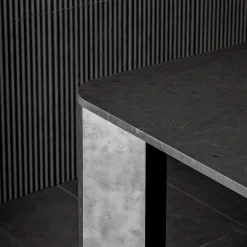 Overlay Rectangular Black Marble Dining Table