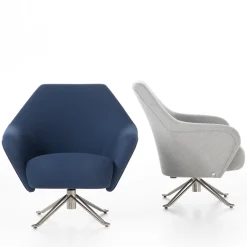 P32 Blue Swivel Armchair by Osvaldo Borsani