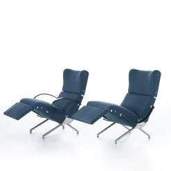 P40 Dusty Blue Lounge Chair by Osvaldo Borsani