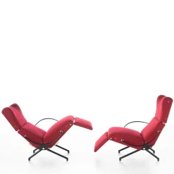 P40 Red and Black Lounge Armchair by Osvaldo Borsani