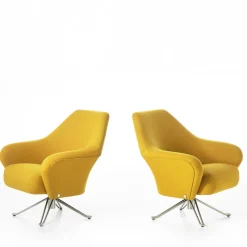 P32 Yellow Swivel Armchair by Osvaldo Borsani