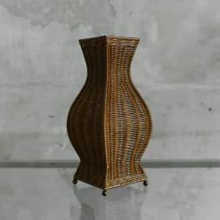 Pagoda Hand-Woven Wicker Floor Lamp