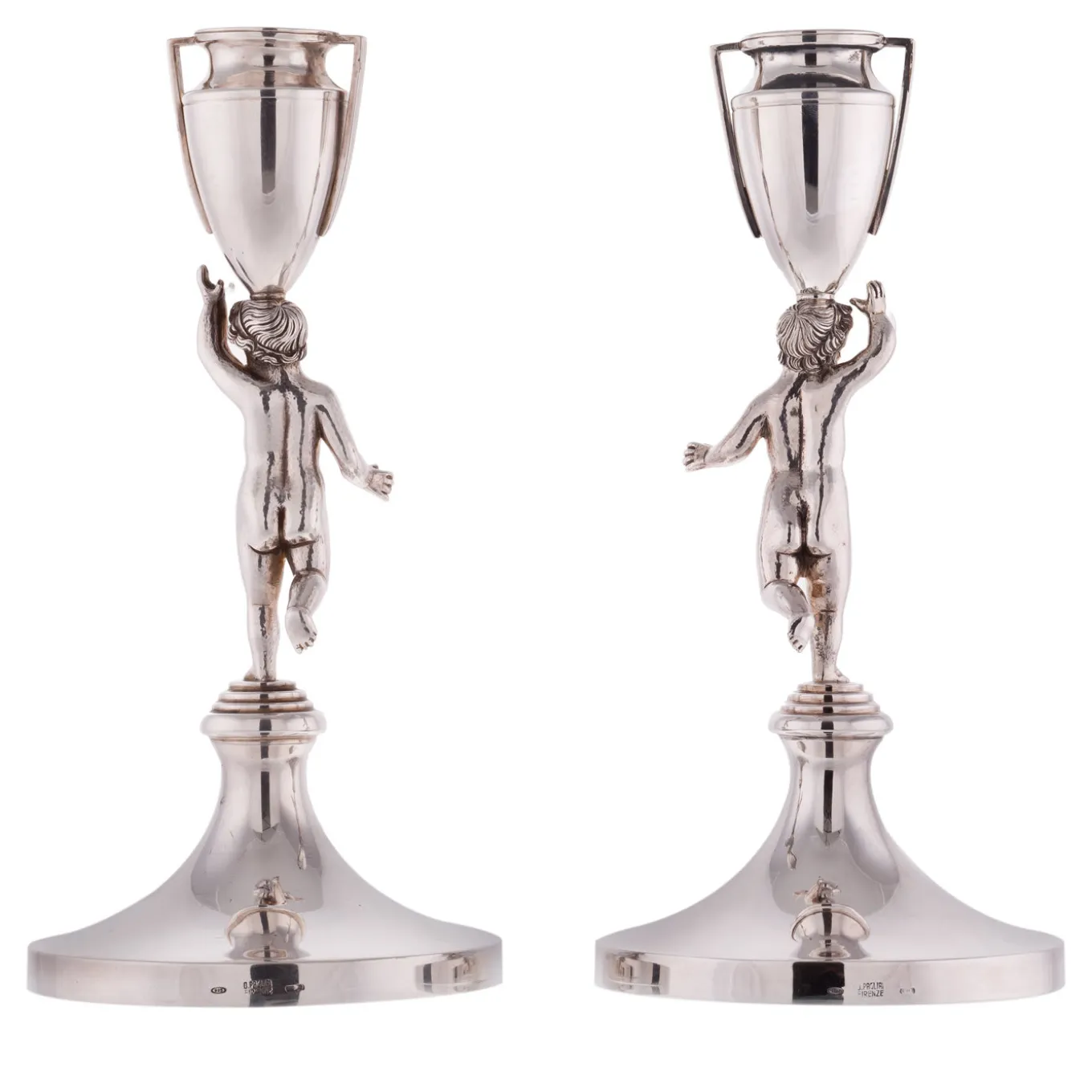 Pair of Pitti Sterling Silver Candlesticks