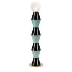 Palm Aquamarine and Black Floor Lamp