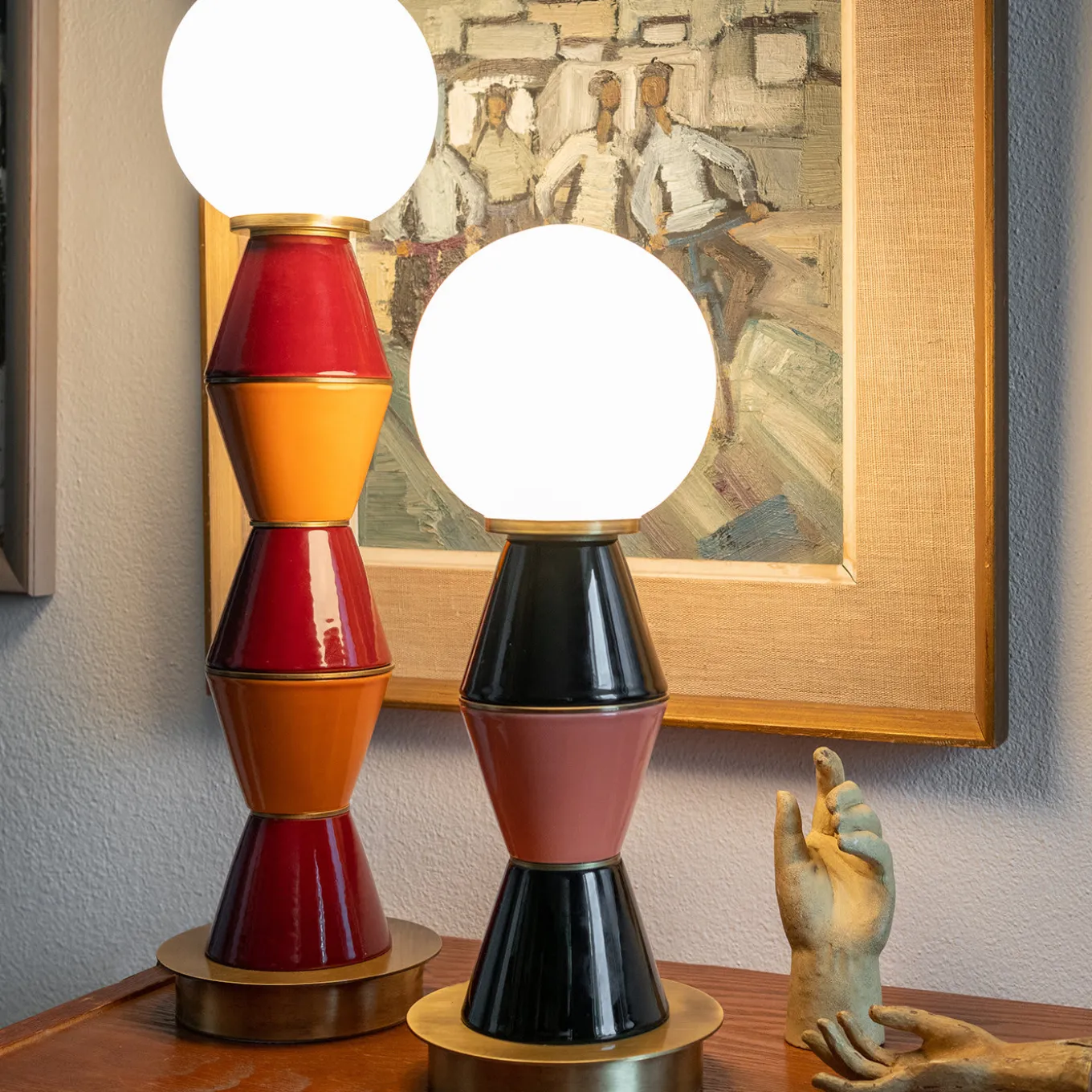 Palm Small Black and Peach Table Lamp