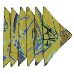 Panarea Set of 6 print linen napkins