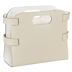 Panna Cotta & White Leather Magazine Holder