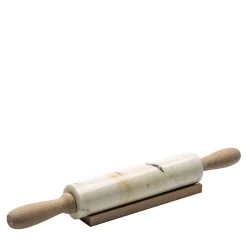 Paonazzo Marble Rolling Pin with Wooden Handle