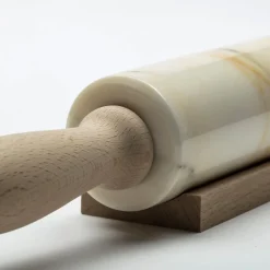 Paonazzo Marble Rolling Pin with Wooden Handle