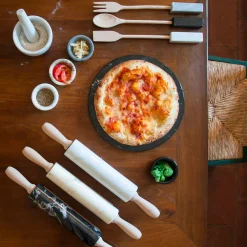 Paonazzo Marble Rolling Pin with Wooden Handle