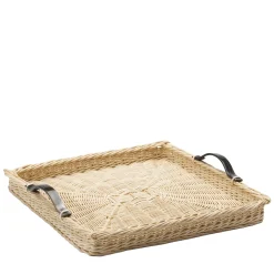 Papavero Square Wicker Tray with Horn Handles