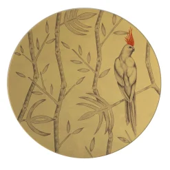 Pappagallo Soggetto III Gold Decorative Plate