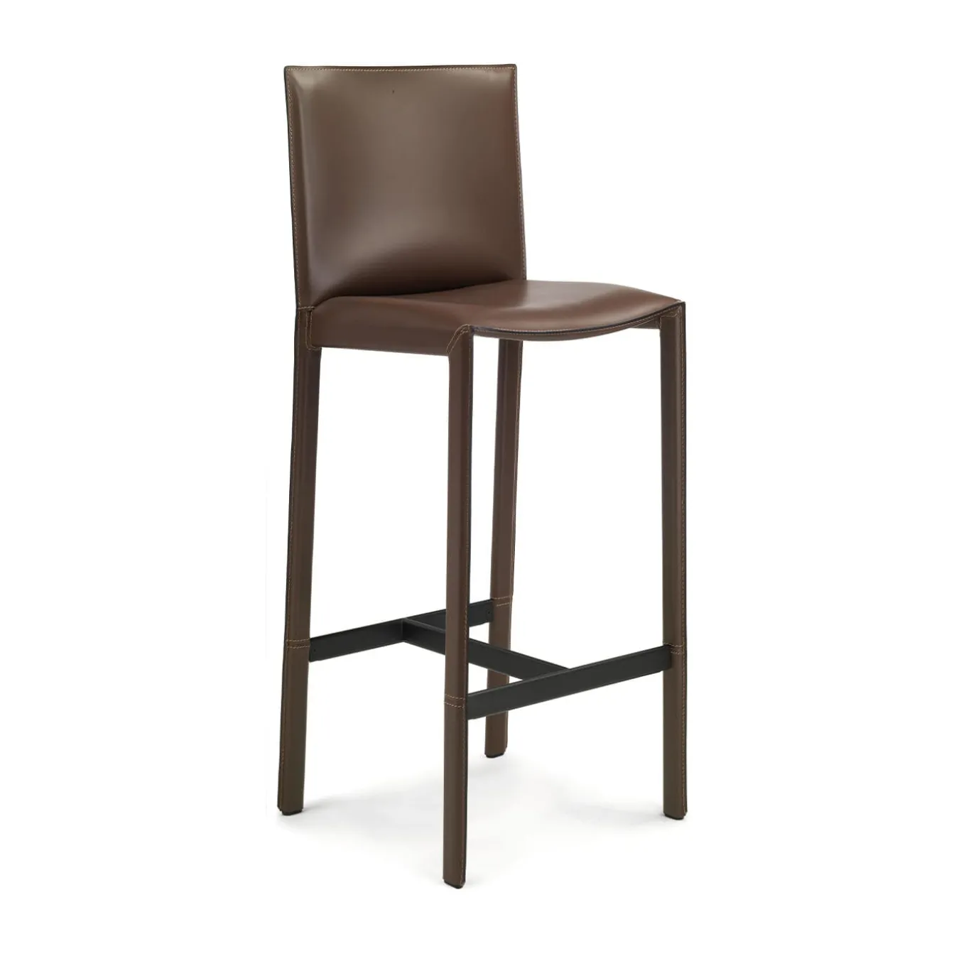 Pasqualina Brown Leather Counter Stool by Grassi&Bianchi