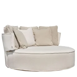 Patos Round Beige fabric with cushions Outdoor Daybed