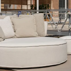 Patos Round Beige fabric with cushions Outdoor Daybed