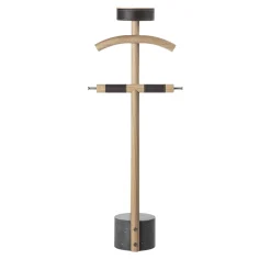 Patrick Oak Wood with Black Marble Base Valet Stand