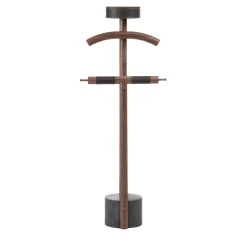 Patrick Walnut Wood with Black Marble Base Valet Stand