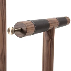 Patrick Walnut Wood with Black Marble Base Valet Stand