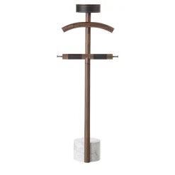 Patrick Walnut Wood with White Marble Base Valet Stand