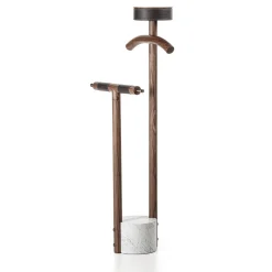 Patrick Walnut Wood with White Marble Base Valet Stand