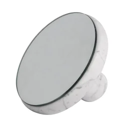 Pauline White Carrara Marble Round Mirror