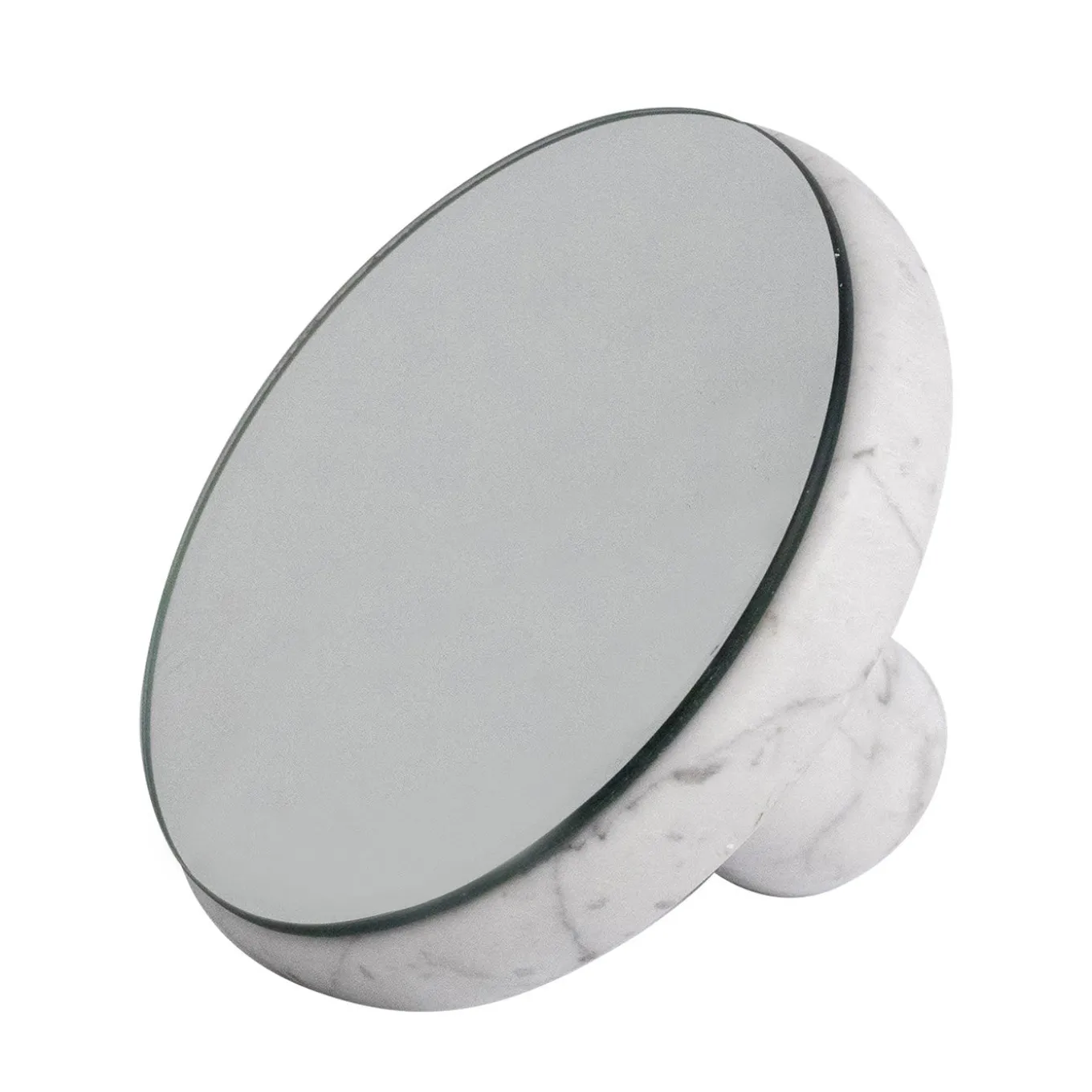 Pauline White Carrara Marble Round Mirror