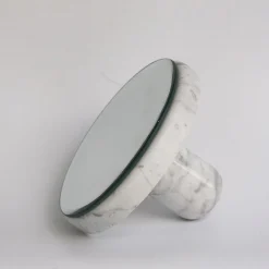 Pauline White Carrara Marble Round Mirror