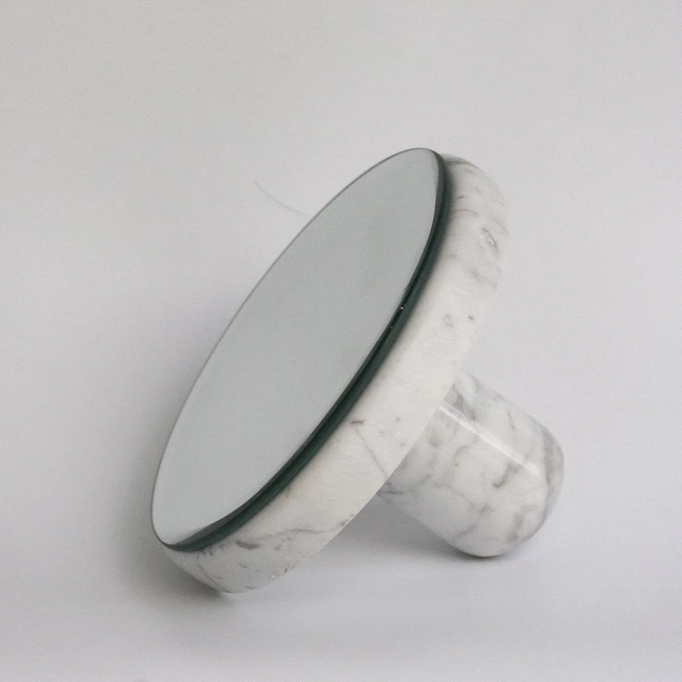 Pauline White Carrara Marble Round Mirror