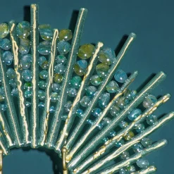 Pavone green glass and metal sculpture